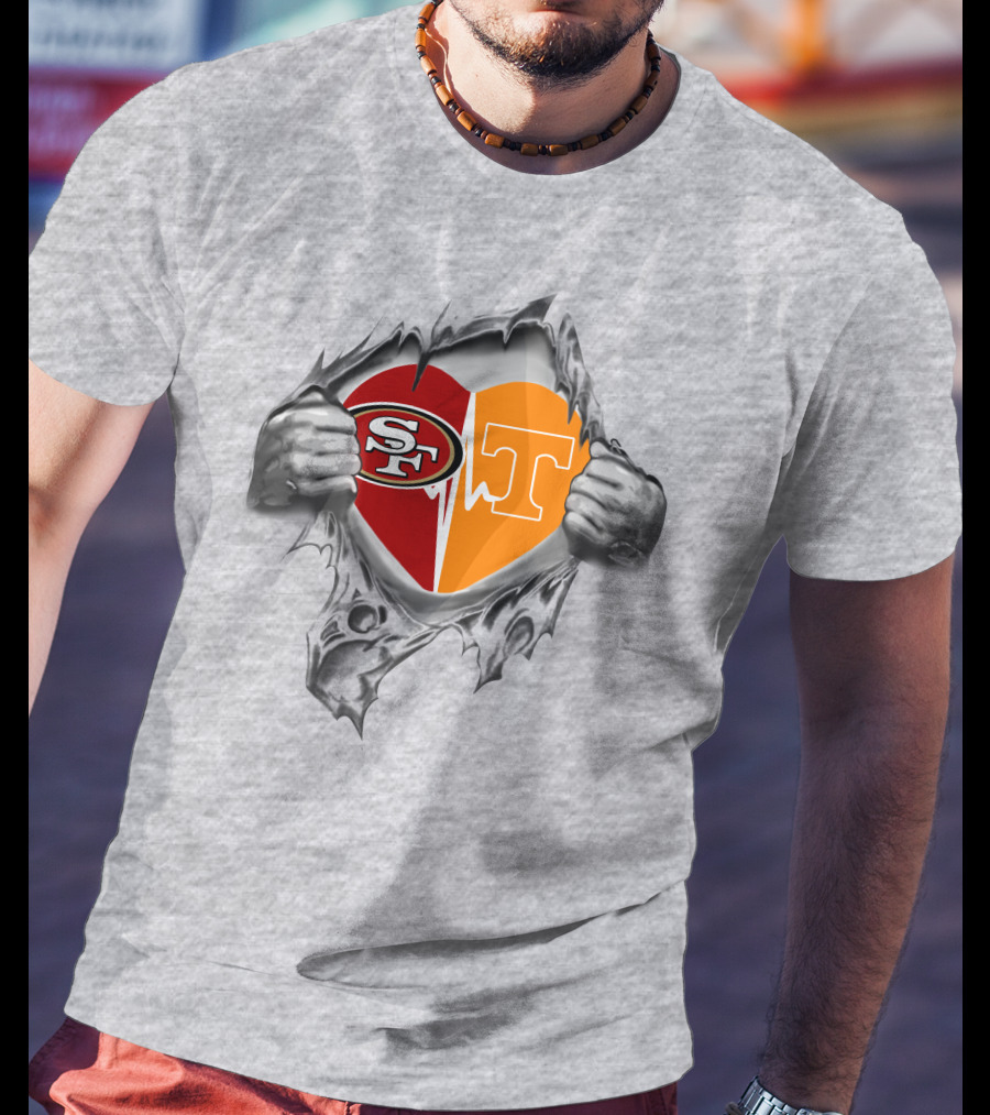 49ers Tennessee Volunteers Heart Inside Passion T-Shirt