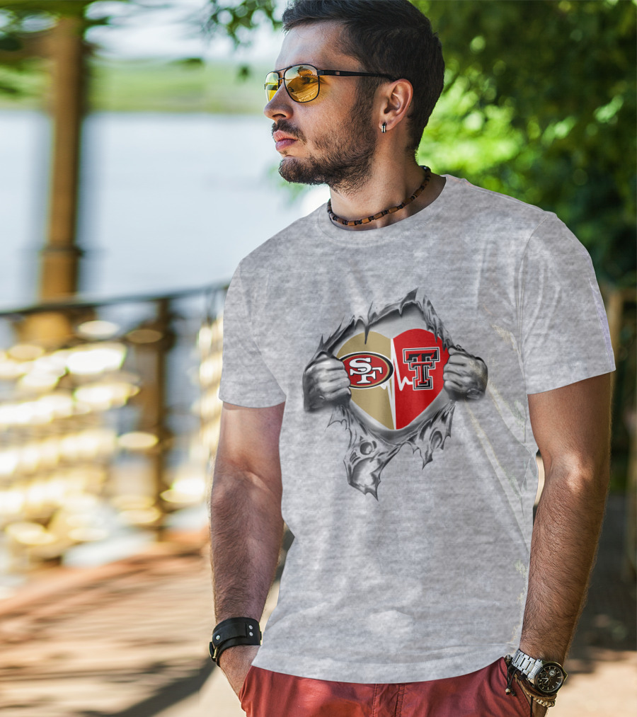 49ers Texas Tech Red Raiders Heart Logo Passion T-Shirt