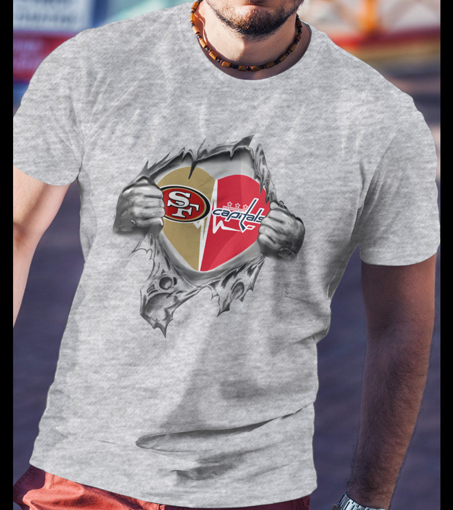 49ers Washington Capitals Heart Burst Passion T-Shirt