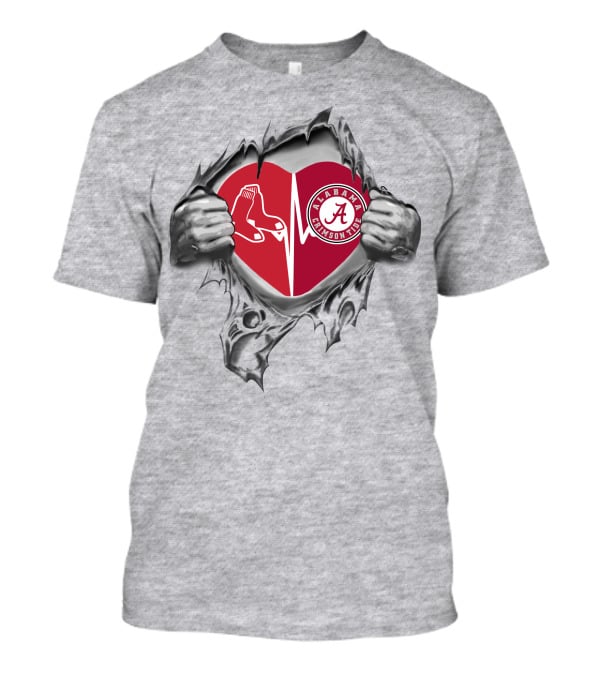 Boston Red Sox Alabama Crimson Tide It's In My Heart Sports Fans Symbol T-Shirt