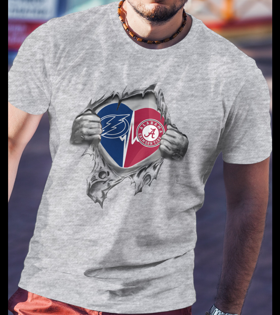 Tampa Bay Lightning Alabama Crimson Tide Heart T-Shirt
