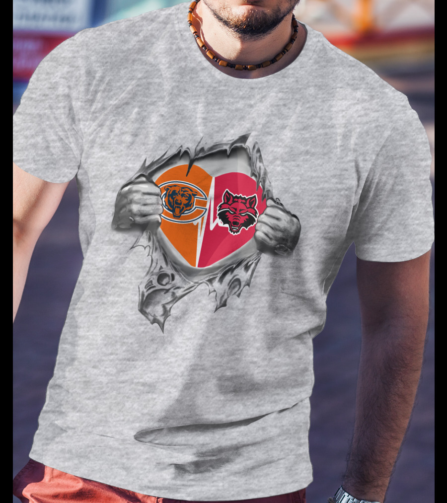 Bears Arkansas State Red Wolves Heart Logo Fan Pride T-Shirt