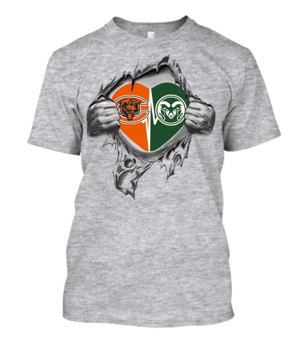 Bears Colorado State Rams Heart Torn Open With Logos T-Shirt