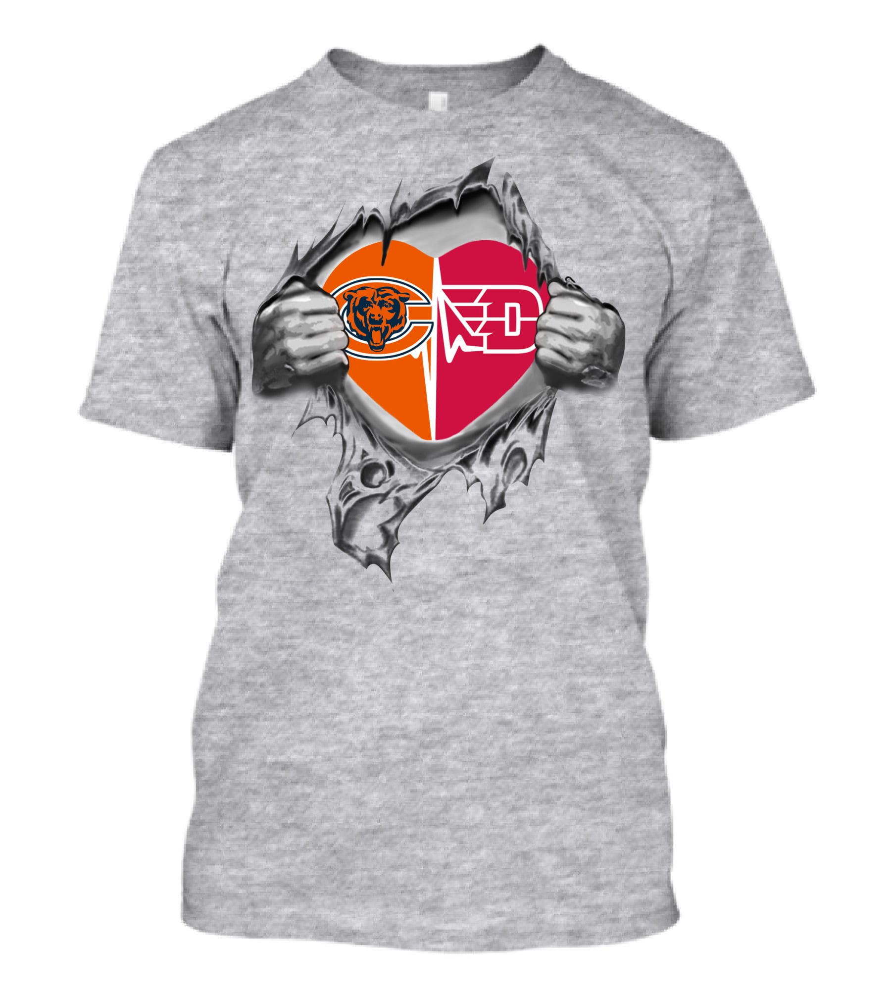 Bears Dayton Flyers Heart Logo Combination T-Shirt