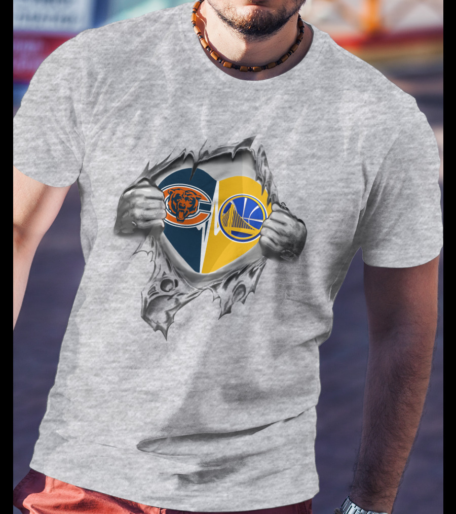 Bears Golden State Warriors Heart Logo Combo Fan Pride T-Shirt