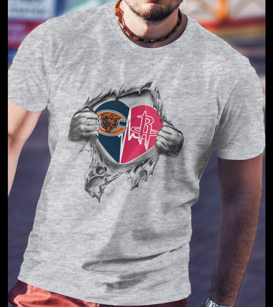 Bears Houston Rockets Heart Torn T-Shirt