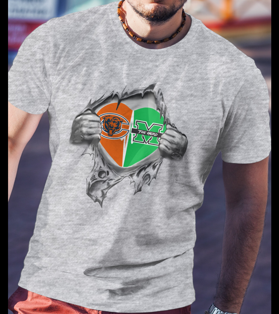 Bears Thundering Herd Heart Logo Breakthrough T-Shirt