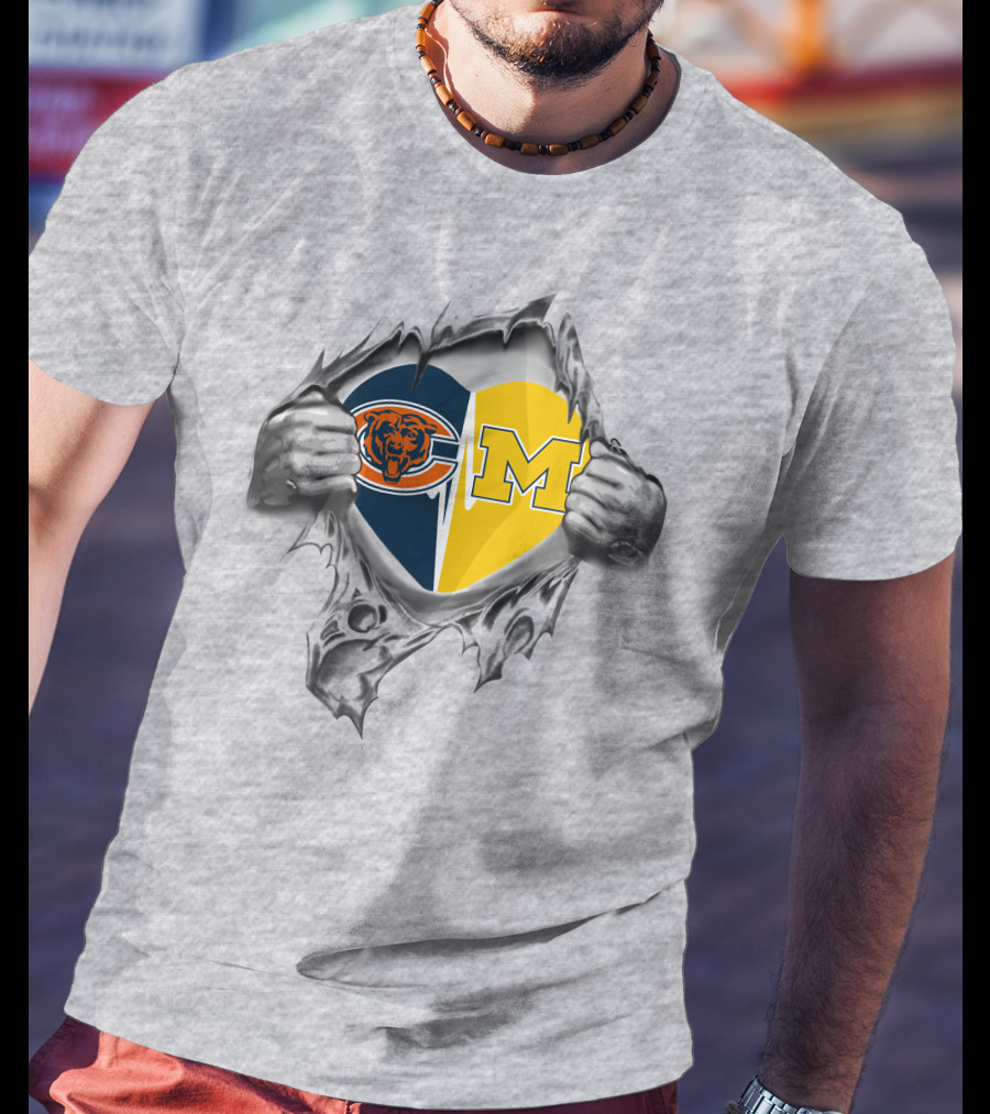 Bears Michigan Wolverines Heart Chicago Football U Of M Loyalty T-Shirt