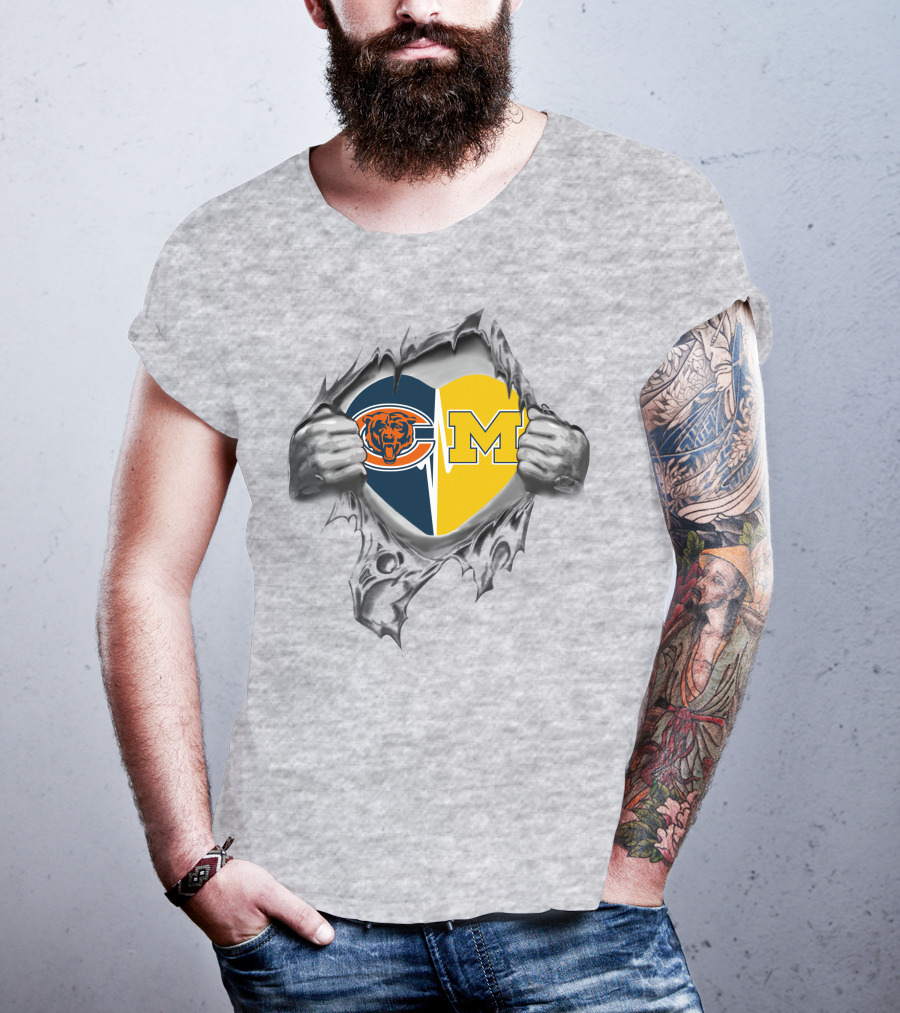 Bears Michigan Wolverines Heart Chicago Football U Of M Loyalty T-Shirt