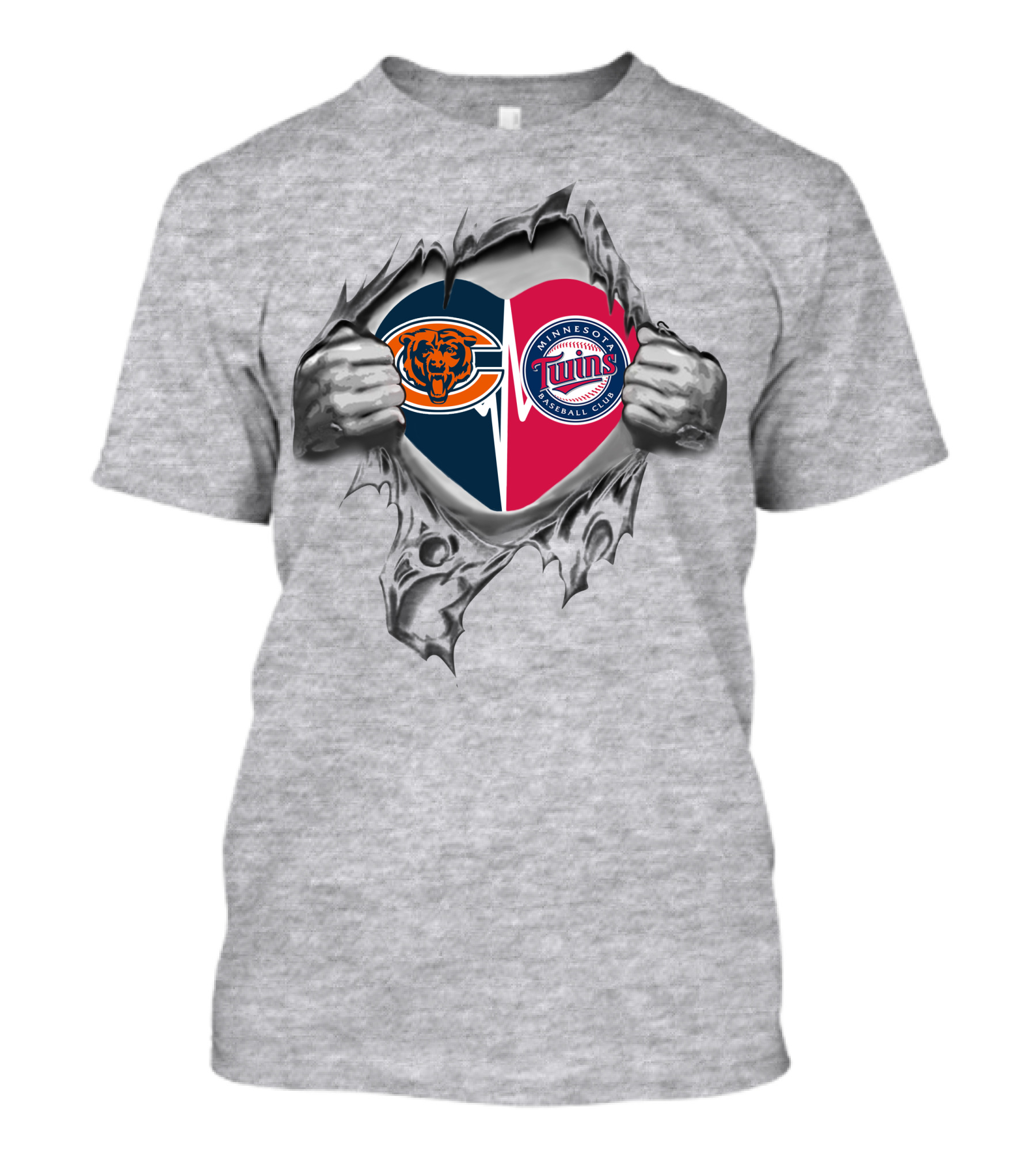 Bears Minnesota Twins Heart Logo Torn T-Shirt
