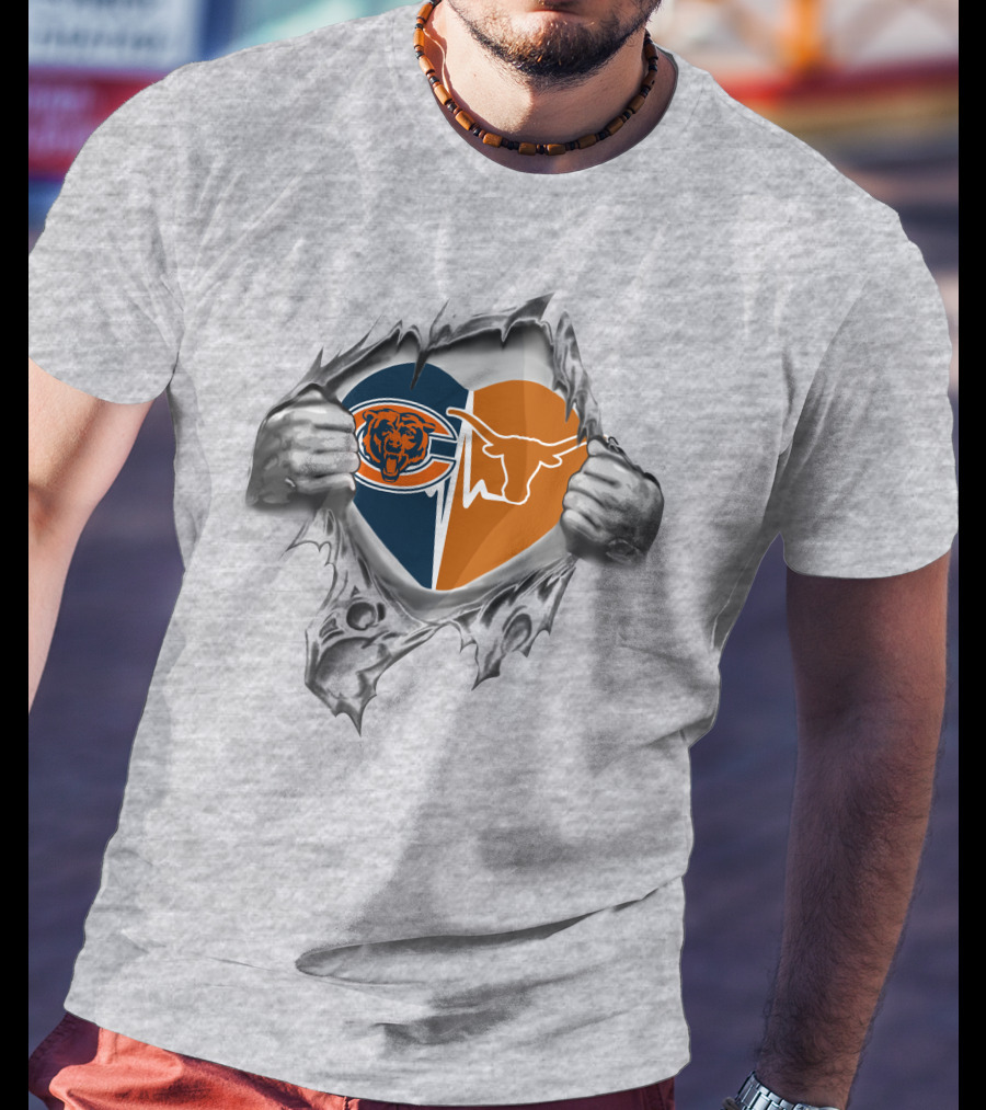 Bears And Texas Longhorns Heart T-Shirt