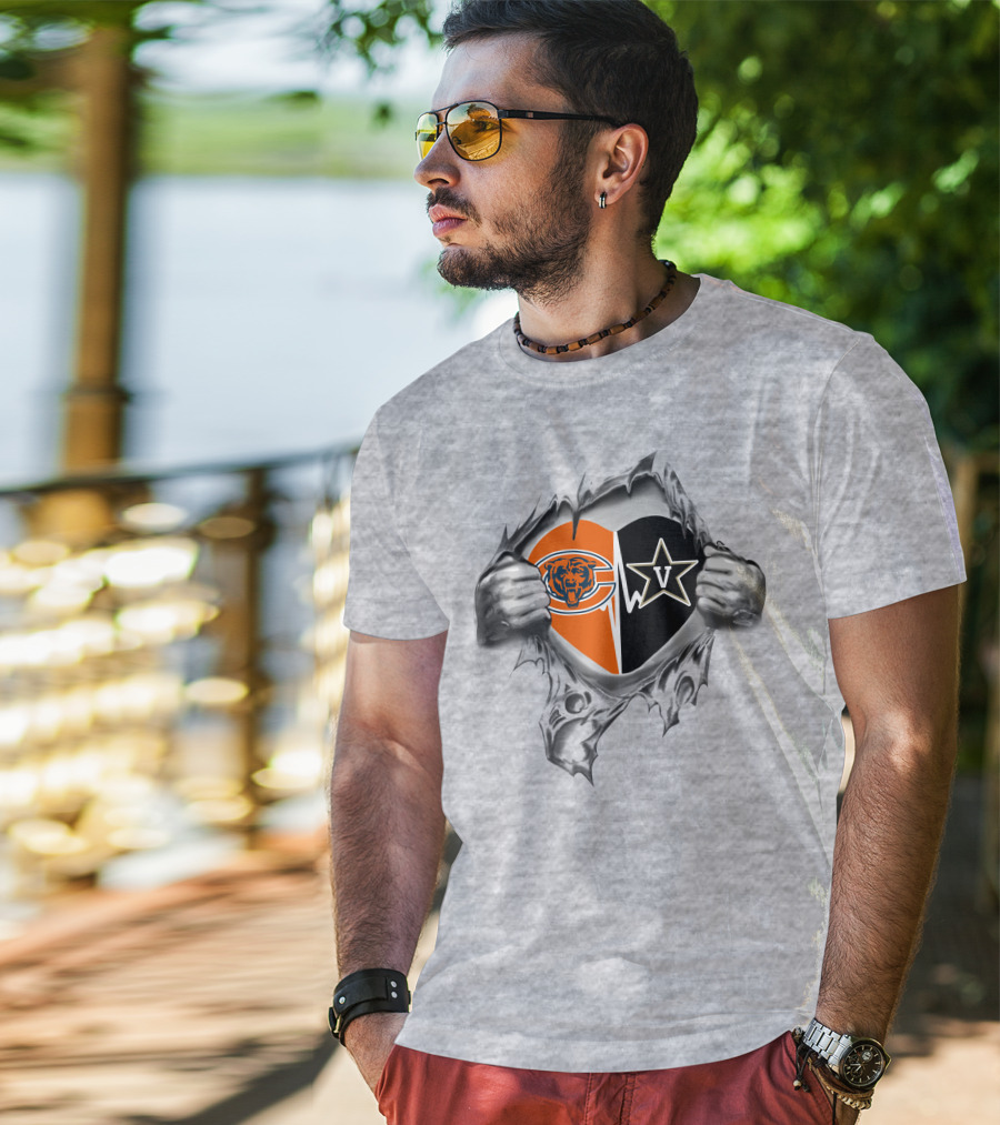 Bears Vanderbilt Commodores Heart Symbol With Logos T-Shirt