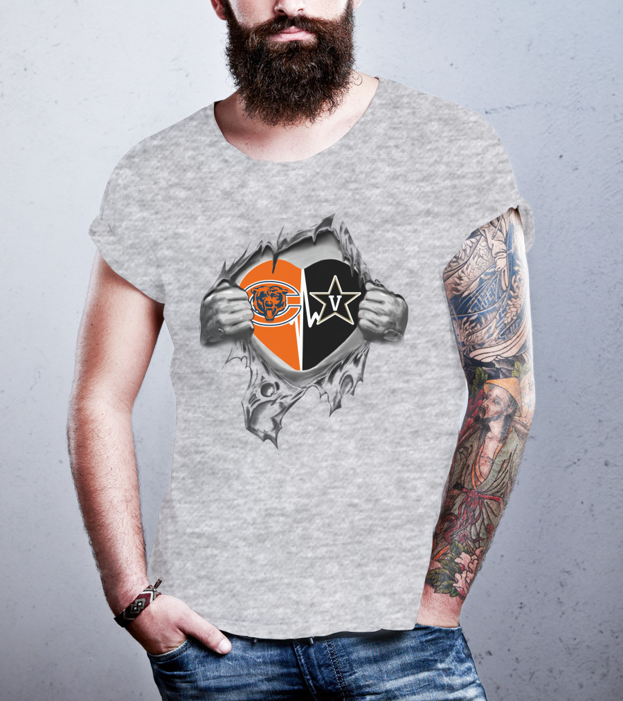 Bears Vanderbilt Commodores Heart Symbol With Logos T-Shirt