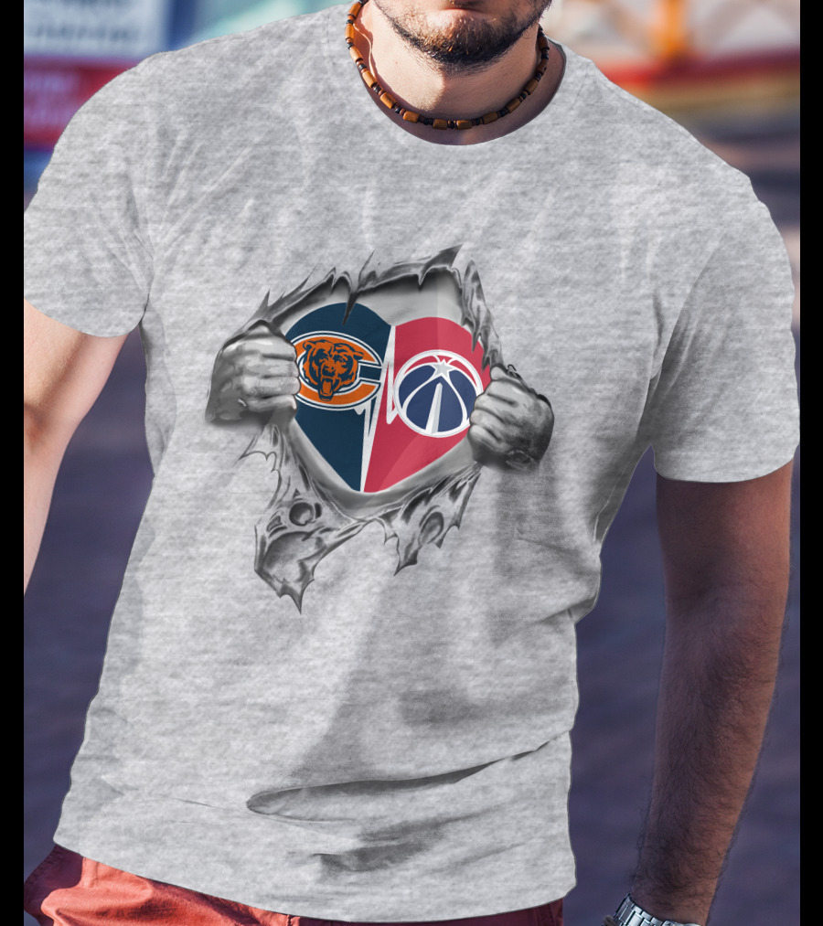 Bears Washington Wizards Heart Logo Torn Reveal T-Shirt