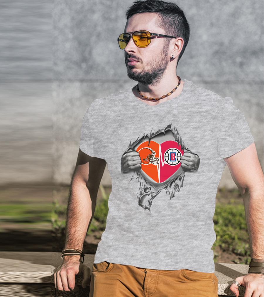 Browns La Clippers Heart Helmet T-Shirt