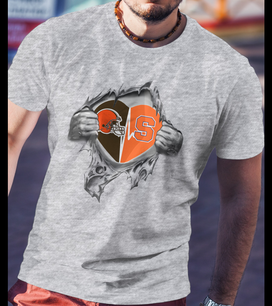 Browns Helmet Syracuse Orange Heart Division T-Shirt