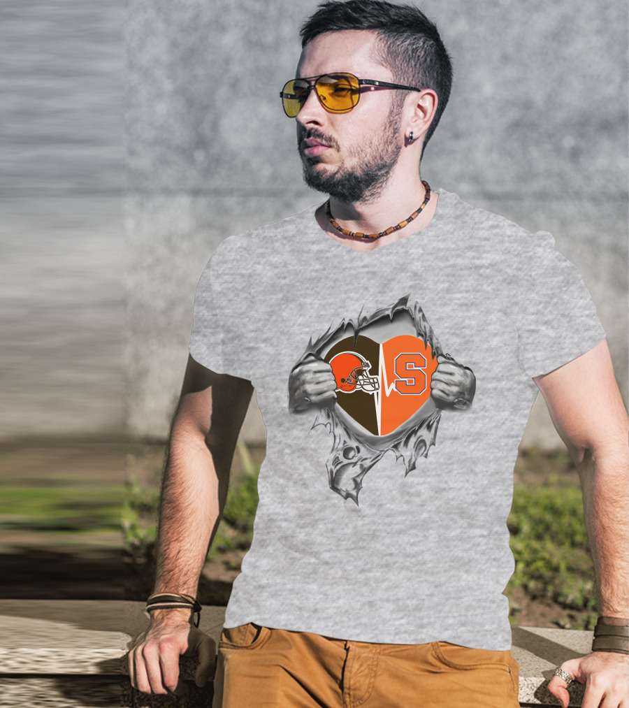 Browns Helmet Syracuse Orange Heart Division T-Shirt