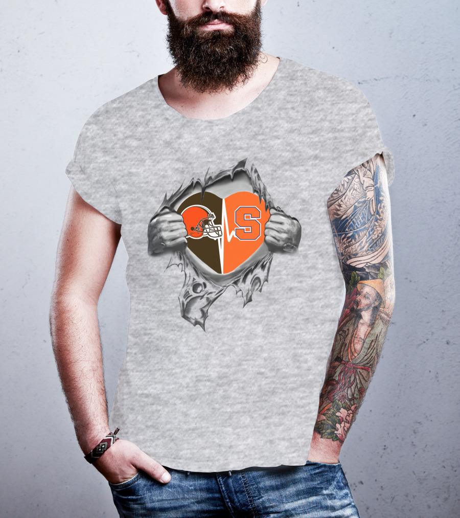 Browns Helmet Syracuse Orange Heart Division T-Shirt