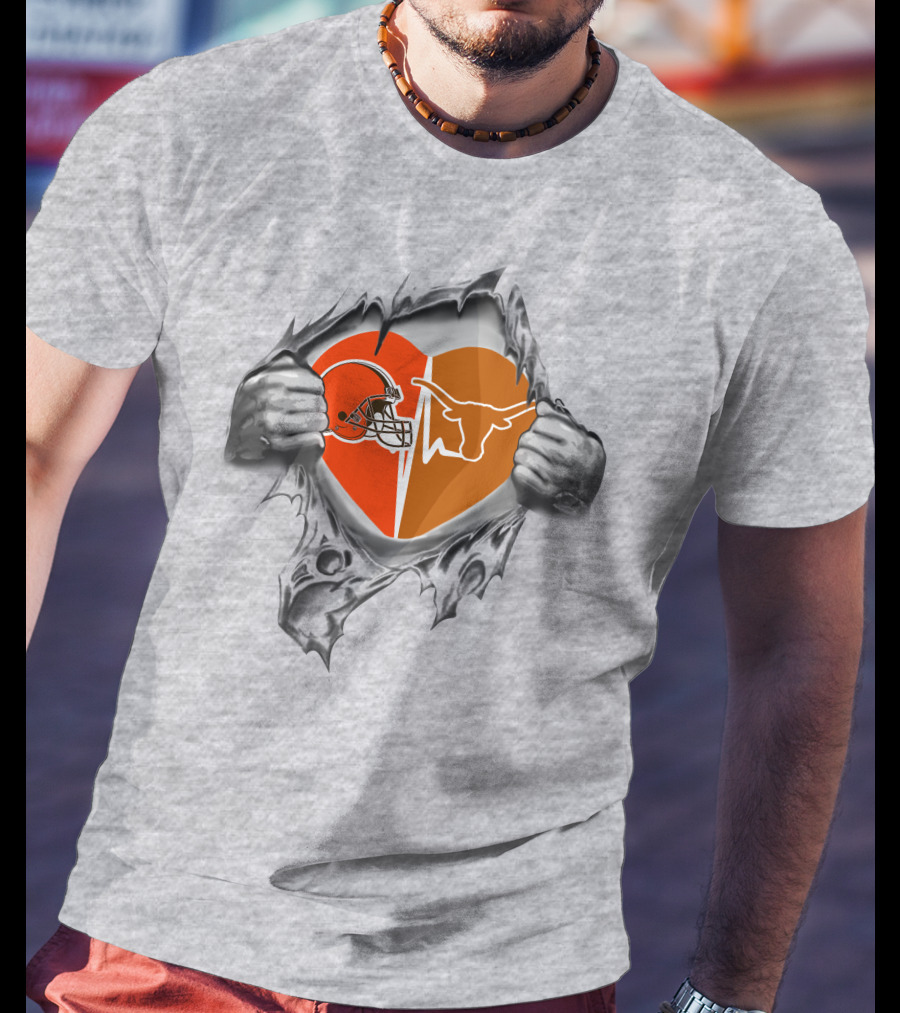 Browns Texas Longhorns Heart Inside Football Passion T-Shirt