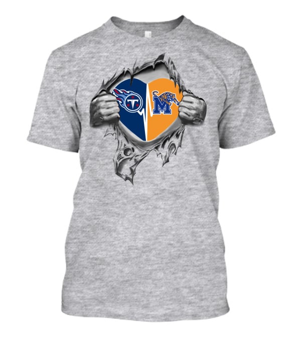 Tennessee Titans Memphis Tigers Heart T-Shirt