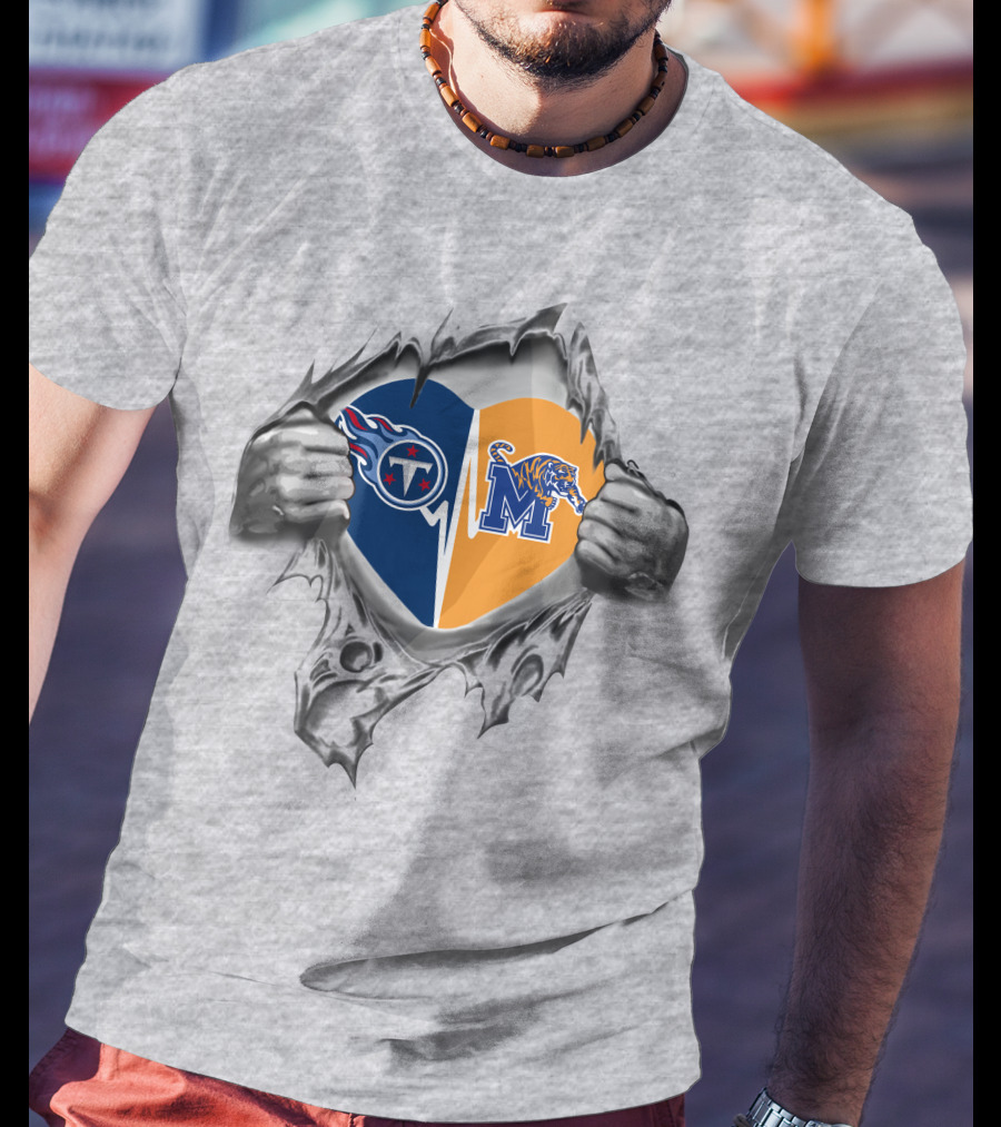 Tennessee Titans Memphis Tigers Heart T-Shirt