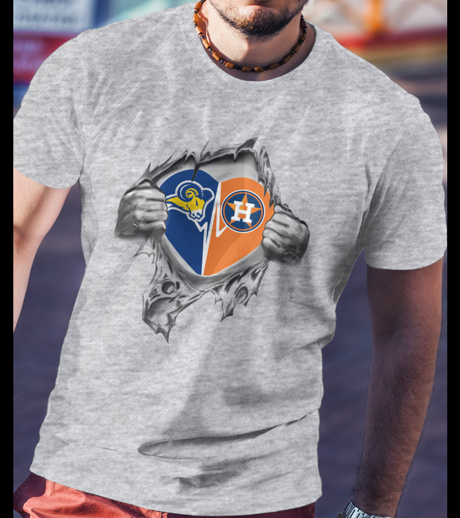 Astros Texas Wesleyan Rams Heart T-Shirt