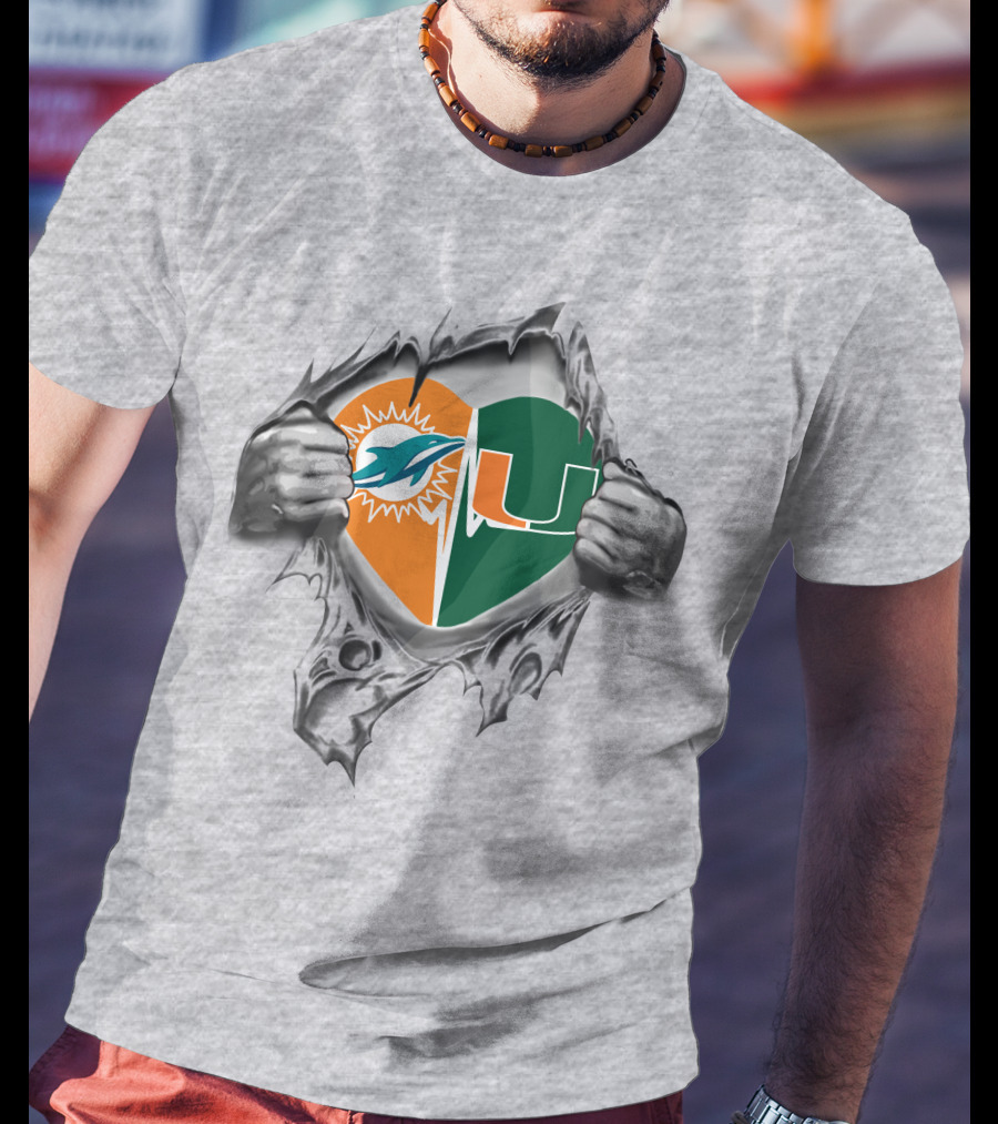 Miami Dolphins Heart Miami Hurricanes It's In My Heart T-Shirt