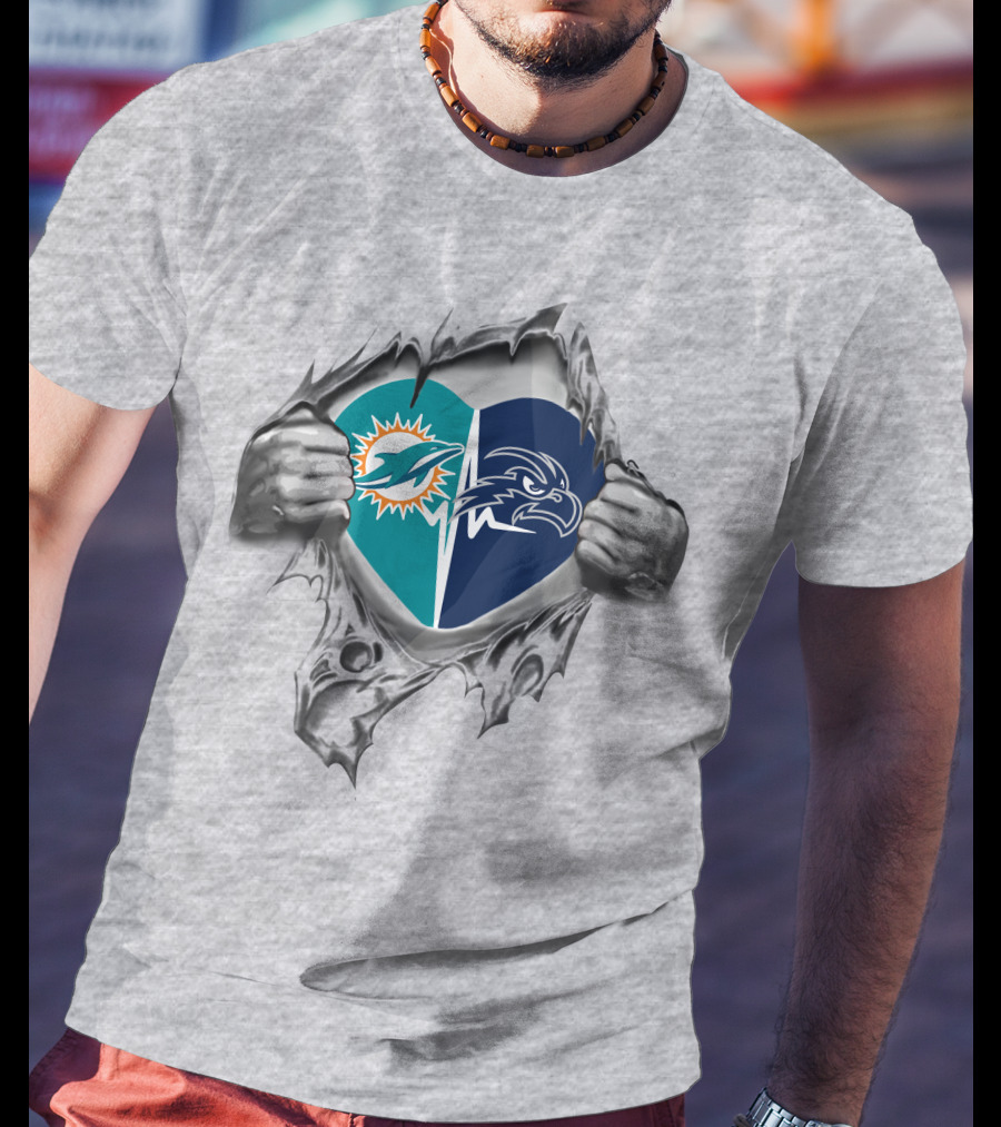 Miami Dolphins North Florida Ospreys Heart Logo T-Shirt