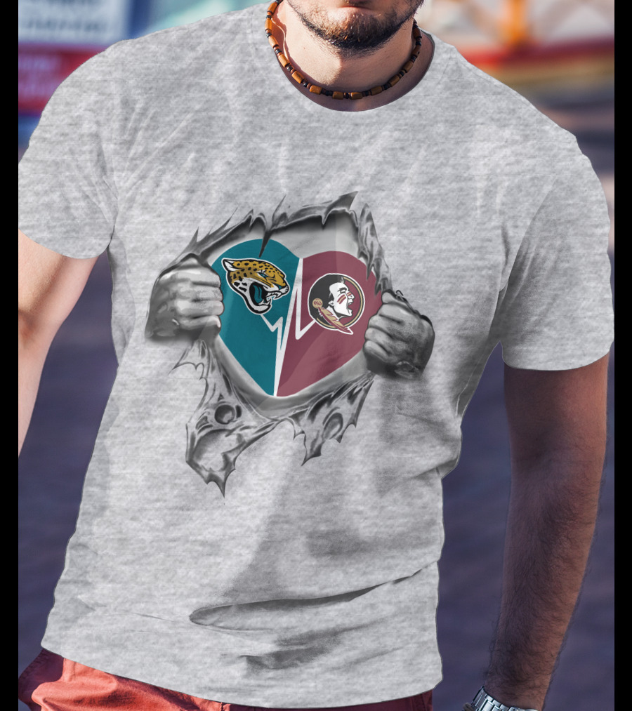 Jacksonville Jaguars Florida State Seminoles Heart In My Chest T-Shirt