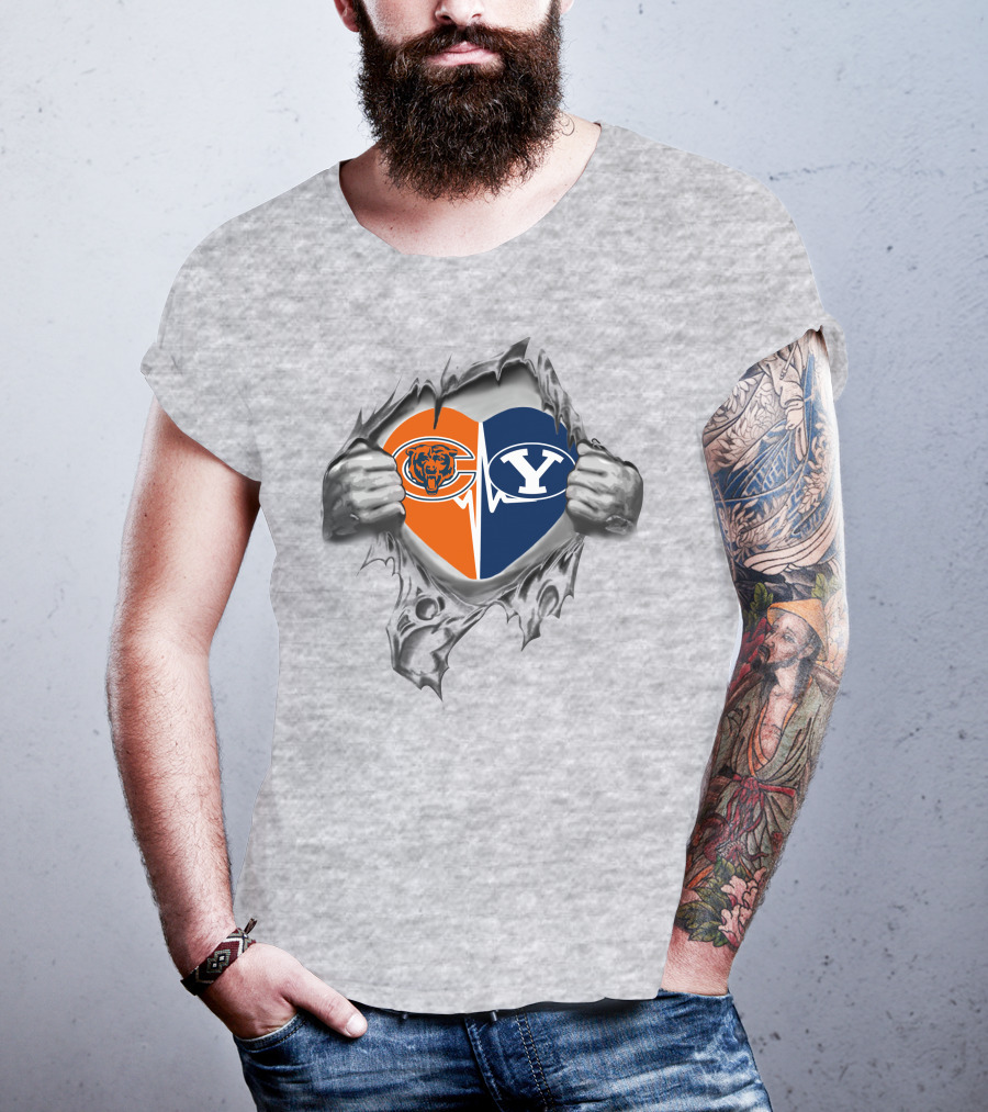 Chicago Bears Byu Cougars Heart T-Shirt
