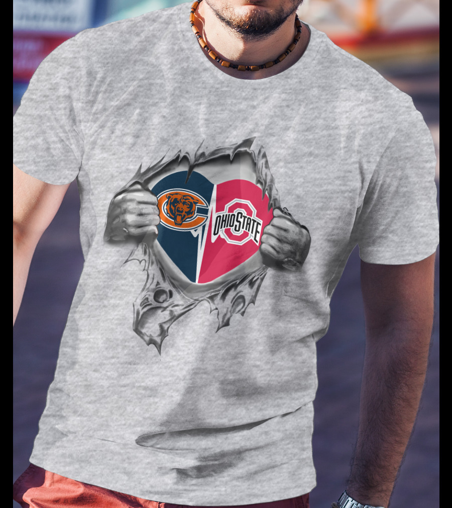 Bears Ohio State Buckeyes Heart Logo Fusion T-Shirt