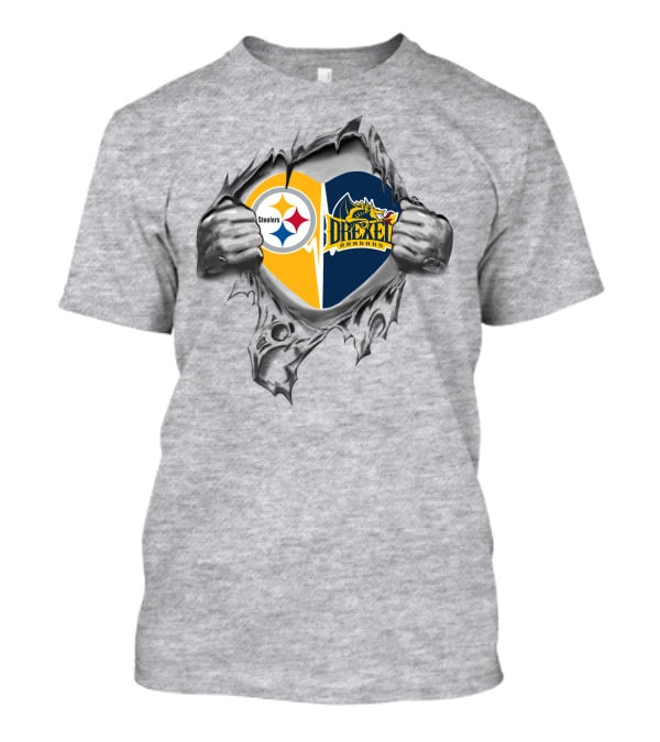 Steelers Drexel Dragons Heart Rip T-Shirt