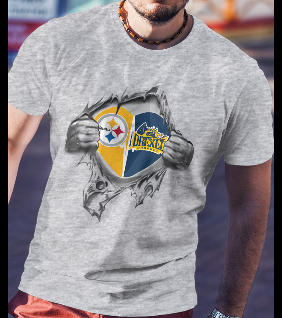 Steelers Drexel Dragons Heart Rip T-Shirt