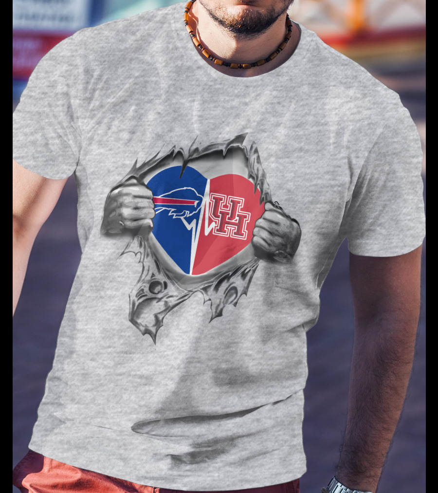 Bills Houston Cougars Heartbeat Passion Ultimate Fan Pride T-Shirt