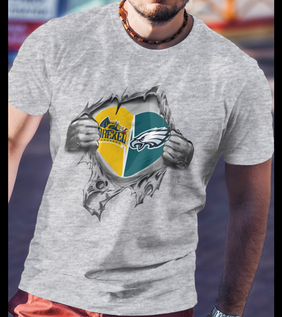 Drexel Dragons And Eagles Heart Combination T-Shirt