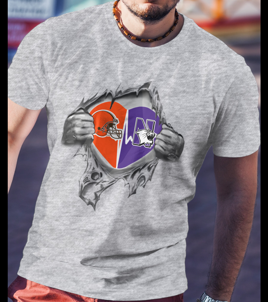 Cleveland Browns Northwestern Wildcats Heart T-Shirt