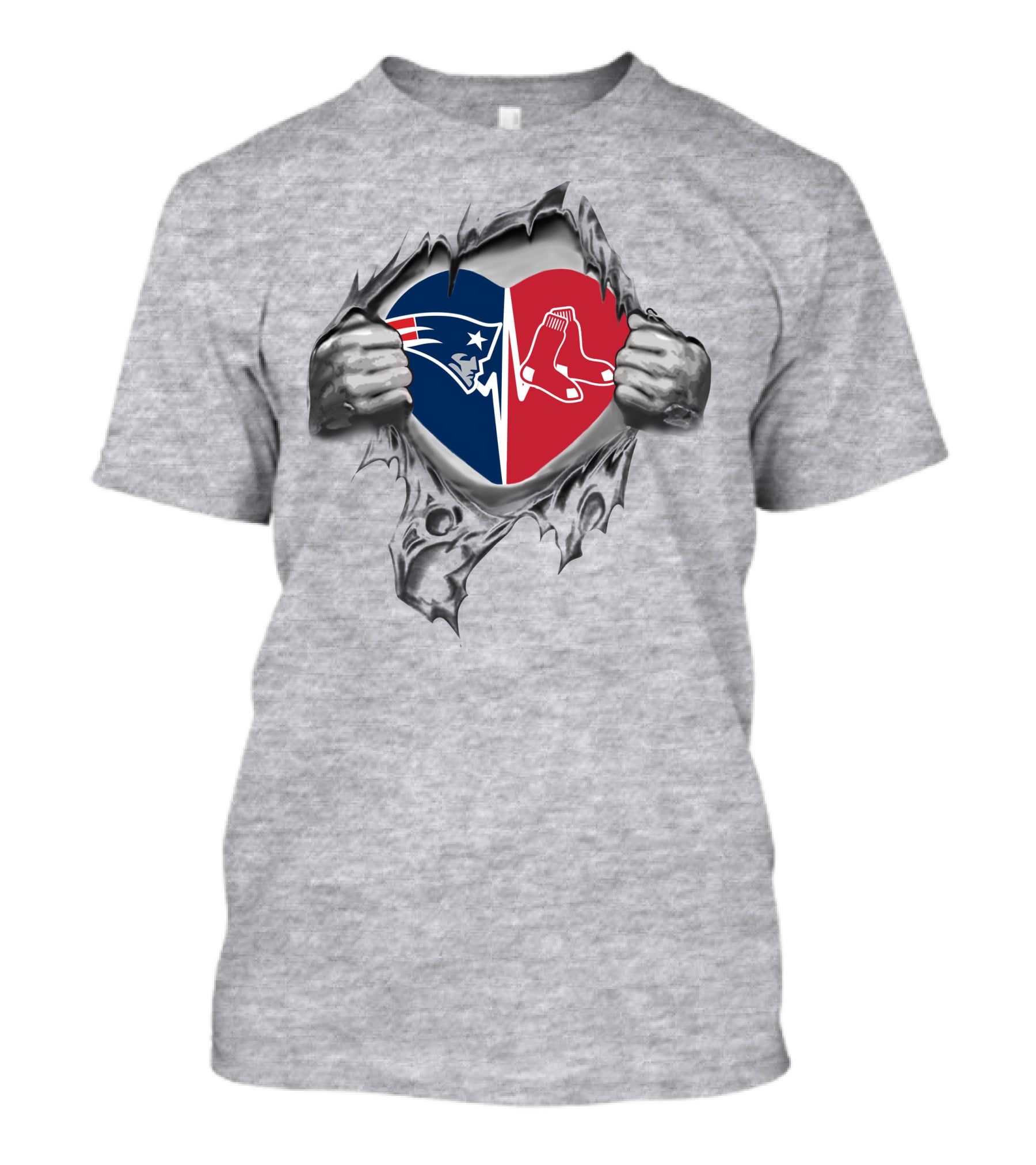 '93 Patriots Red Sox Heart Emblem Patriots Logo Red Sox Socks Fans T-Shirt