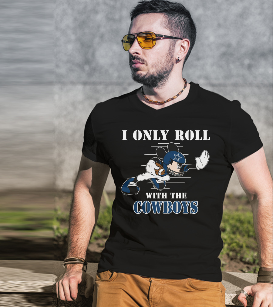 I Only Roll With The Cowboys Mickey Football Helmet T-Shirt
