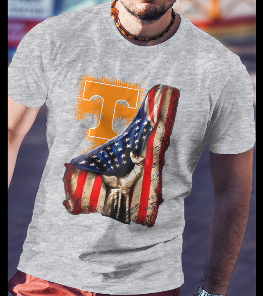 Tennessee Volunteers T Logo American Flag Fist T-Shirt