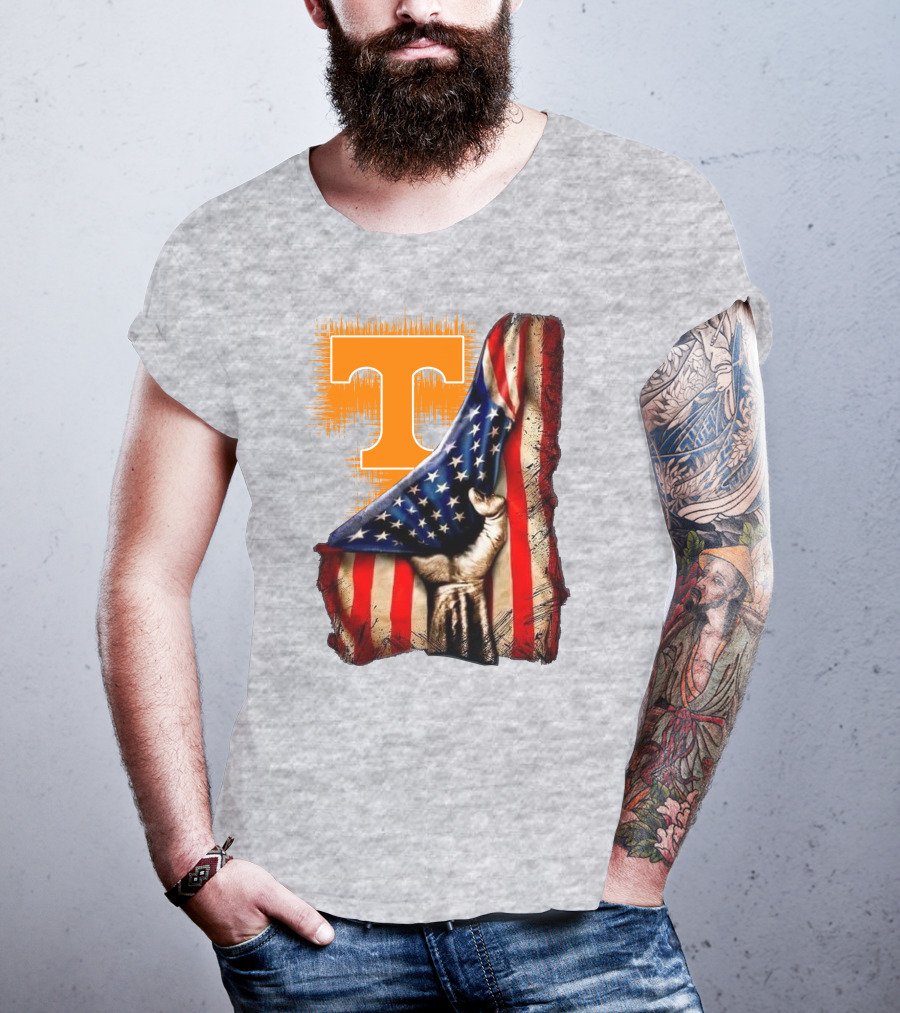 Tennessee Volunteers T Logo American Flag Fist T-Shirt