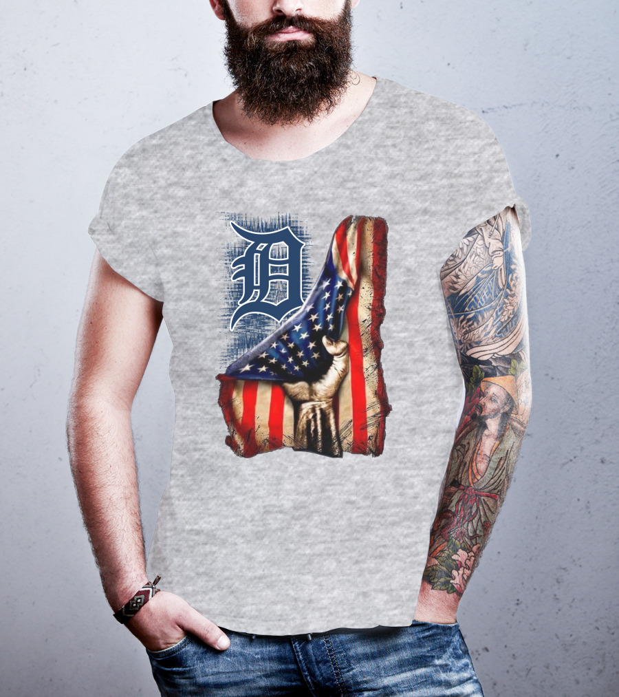 Detroit Tigers American Flag Patriotic Design 230 T-Shirt