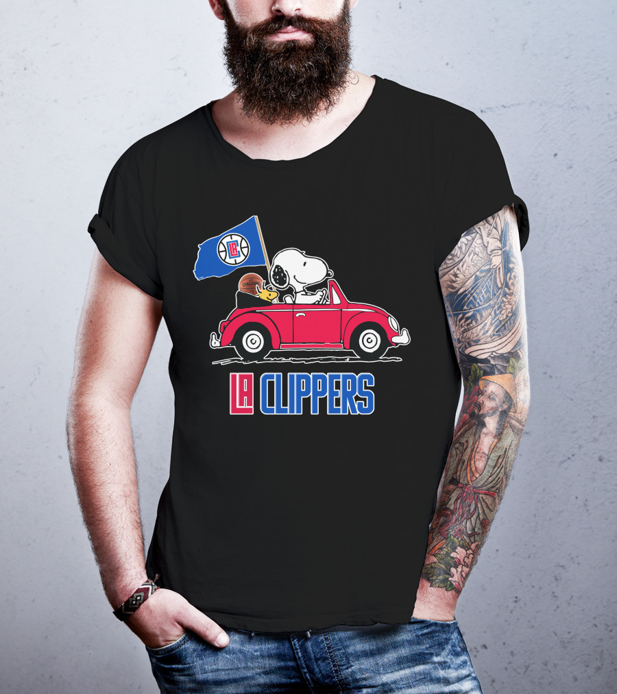 LA Clippers Snoopy Ride Car Basketball Peanuts T-Shirt