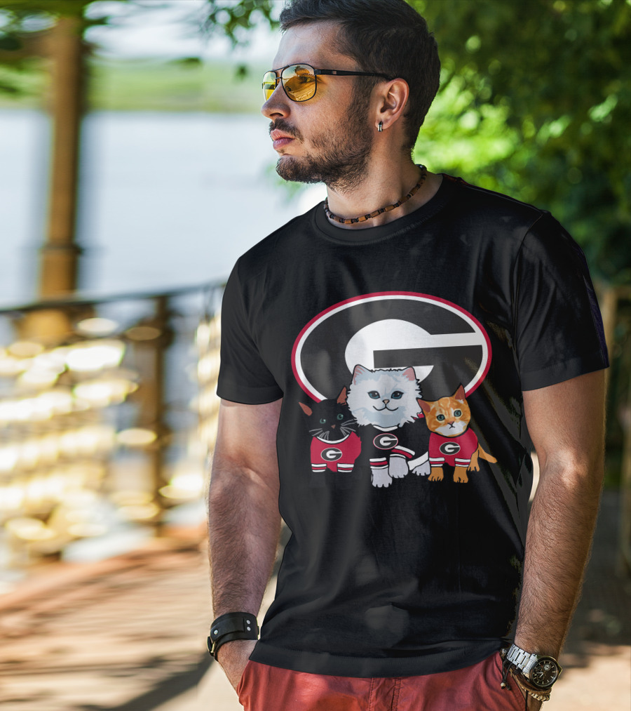 Georgia Bulldogs Logo Cats In Team T-Shirt