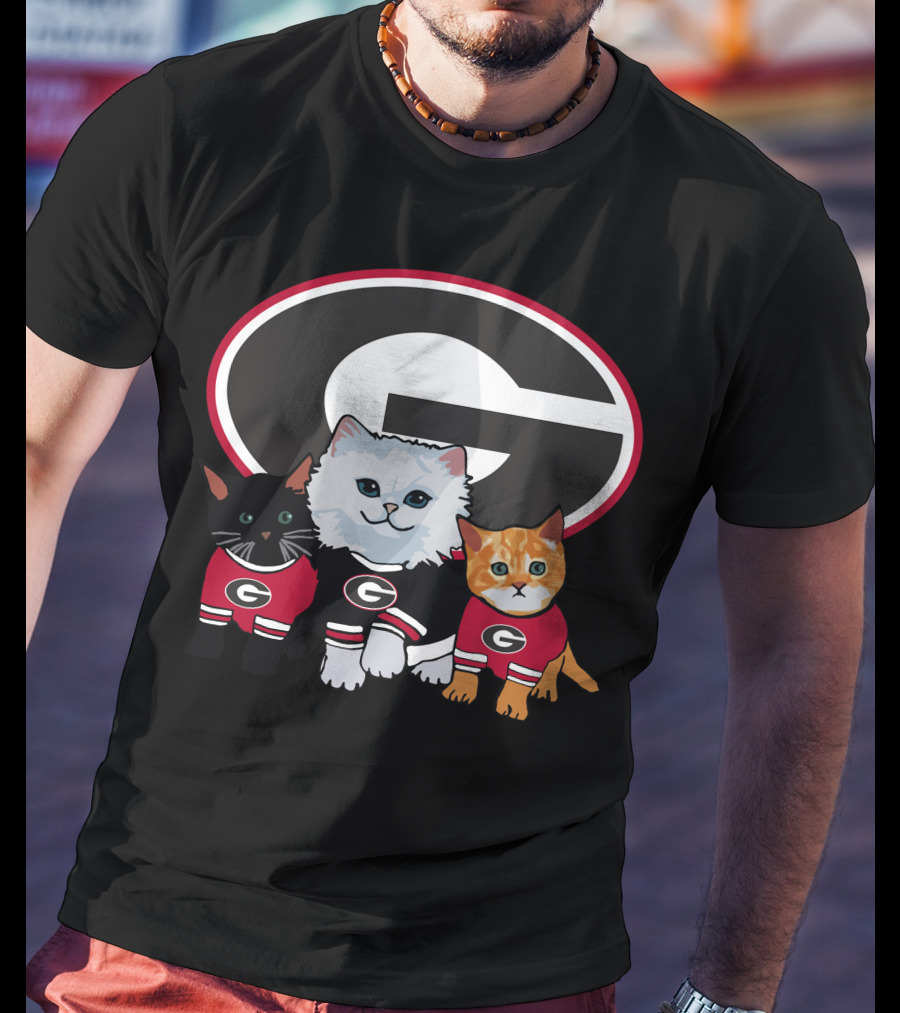 Georgia Bulldogs Logo Cats In Team T-Shirt