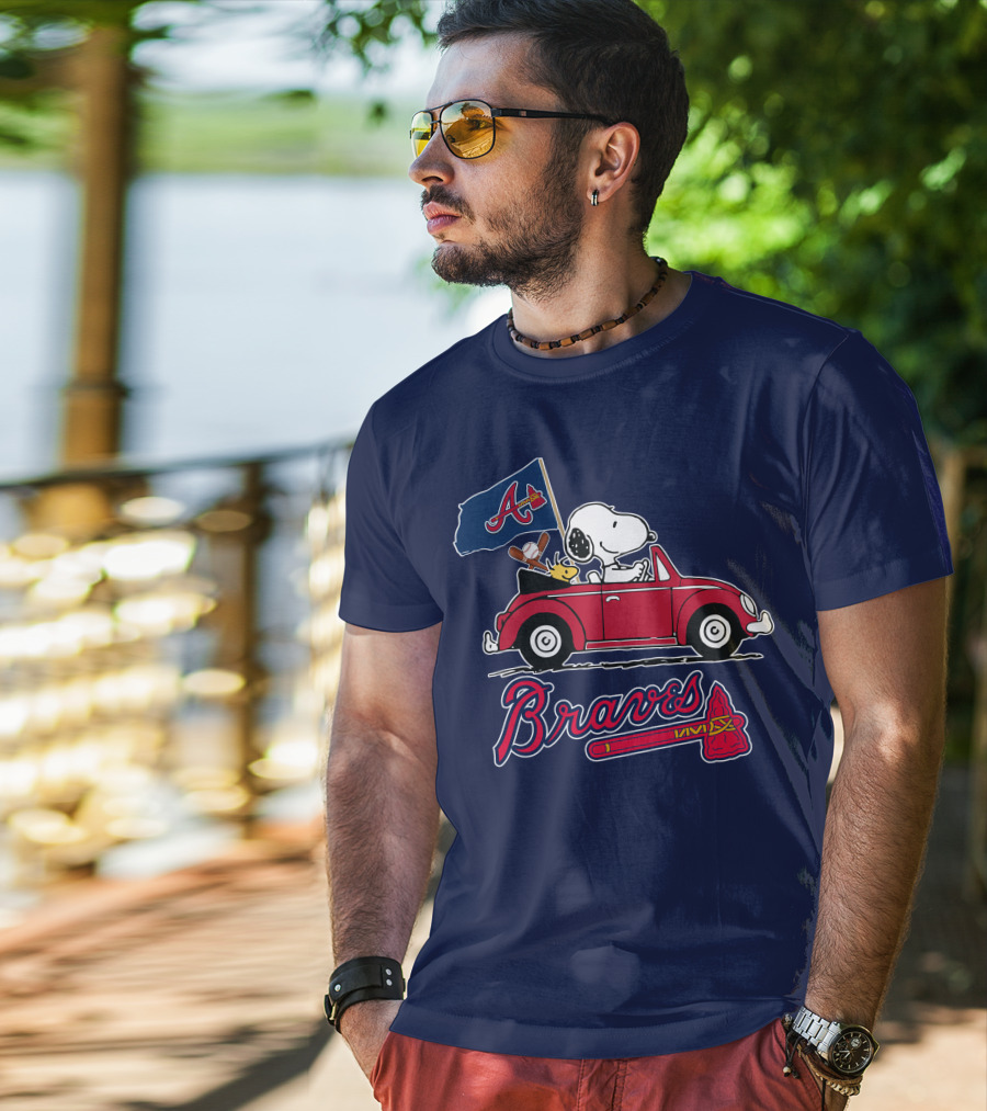 Atlanta Braves Snoopy Woodstocks Car Adventure T-Shirt