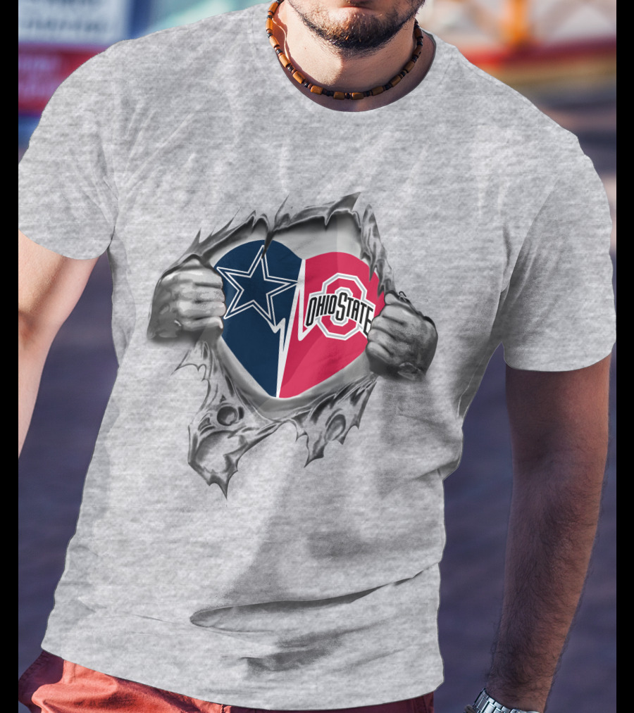 Ohio State Split Star Cowboys Heart T-Shirt