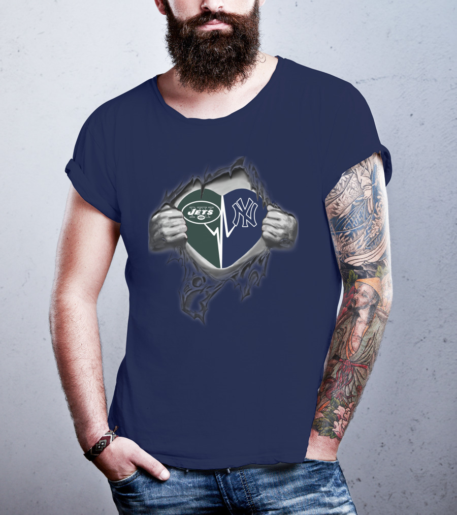83 Jets Yankees Heart Torn Open T-Shirt
