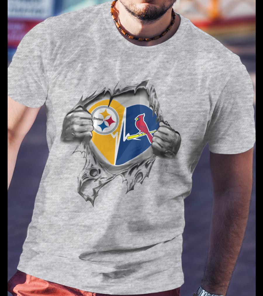Steelers St Louis Cardinals Heartbeat Emblem T-Shirt