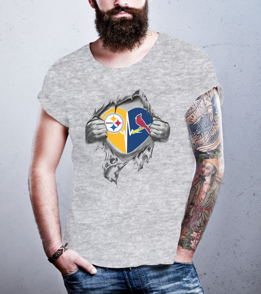 Steelers St Louis Cardinals Heartbeat Emblem T-Shirt