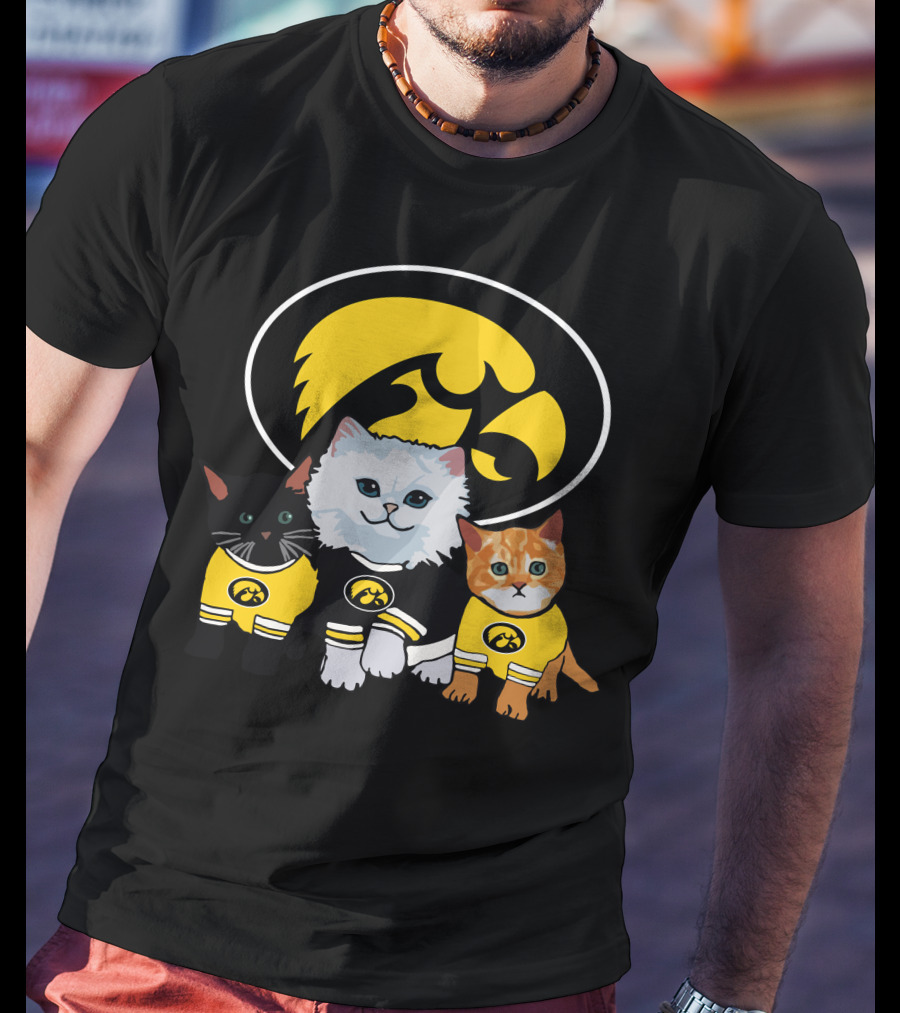 Iowa Hawkeyes Cute Cats Trio With Team T-Shirt